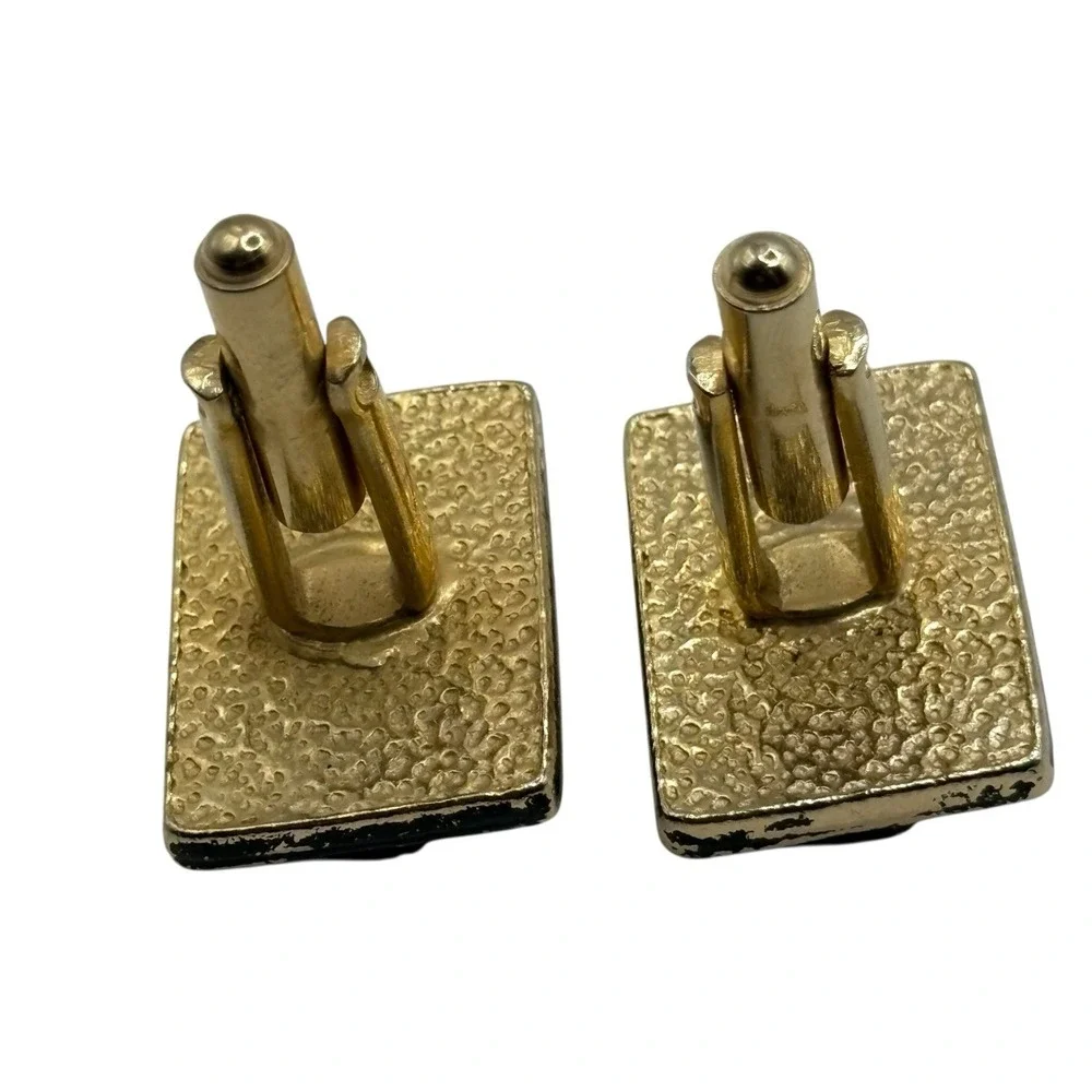 Naughty Feet Rectangle Cufflinks Adult Humor‎ Funny VTG Gold Tone Black Risque